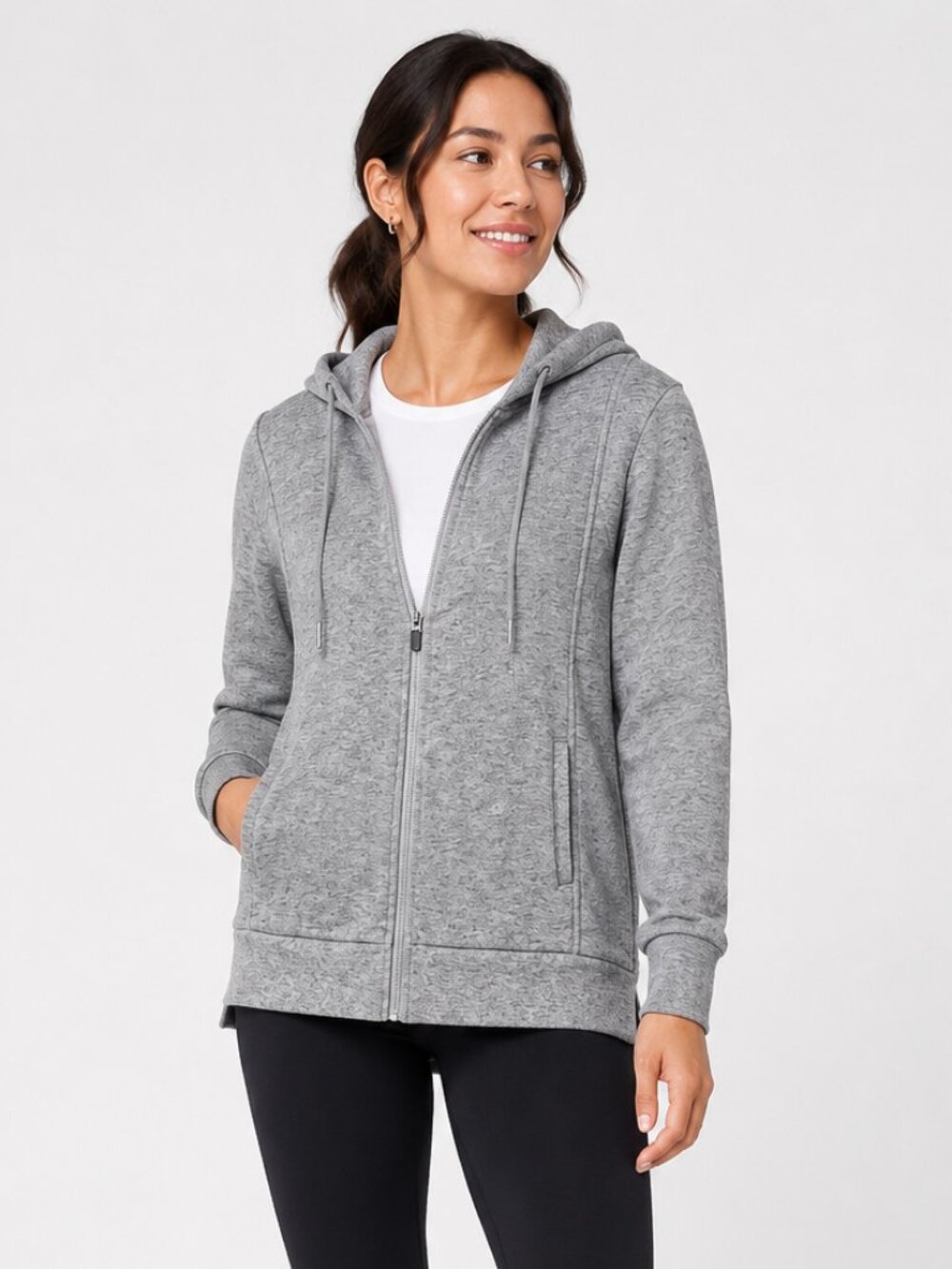 FIGS On-Shift Full Zip Hoodie Heather Gray Women’s L